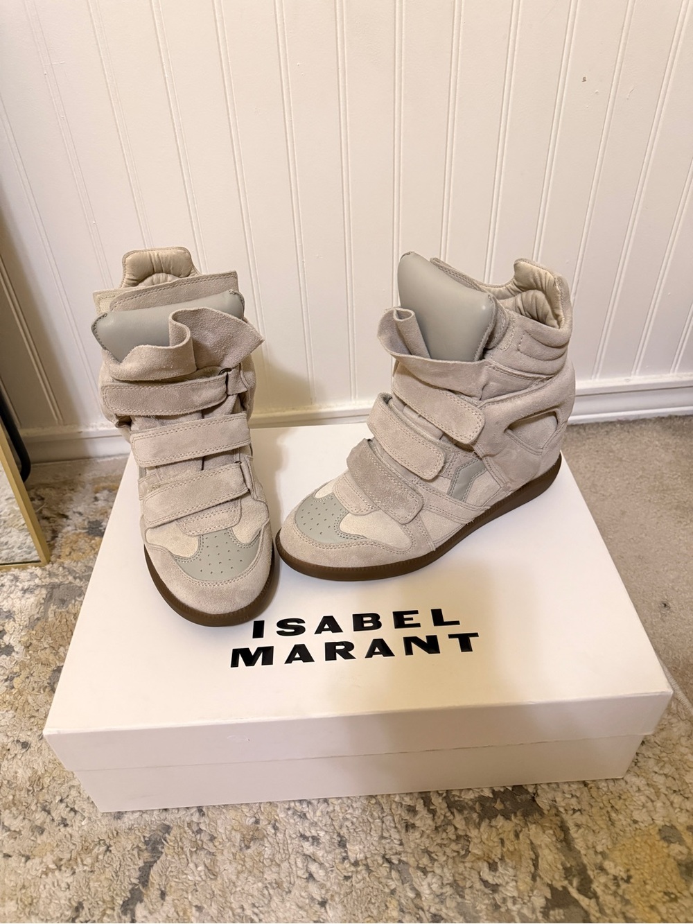 Isabel Marant Beige Wedge Sneakers